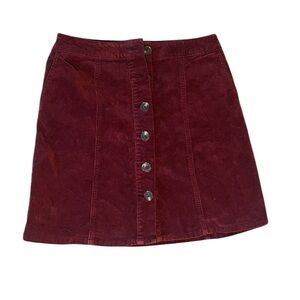 Women's Burgundy Button-Front Skirt